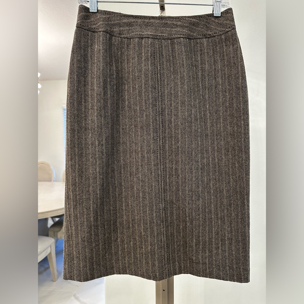 Hilton Hollis Herringbone Brown Wool Tweed Skirt